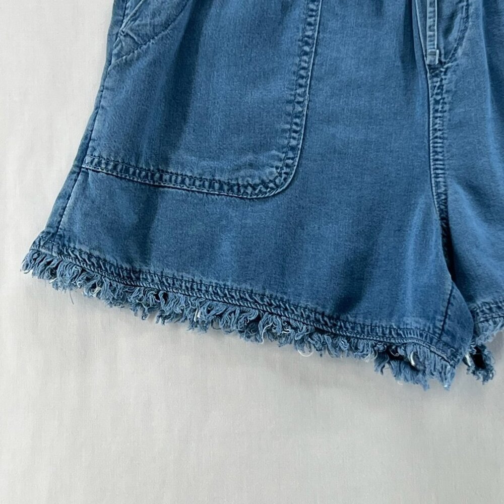 Time & Tru Denim Shorts Size XS High Rise Pull-on Stretch Frayed Hem Medium Wash - Picture 6 of 10